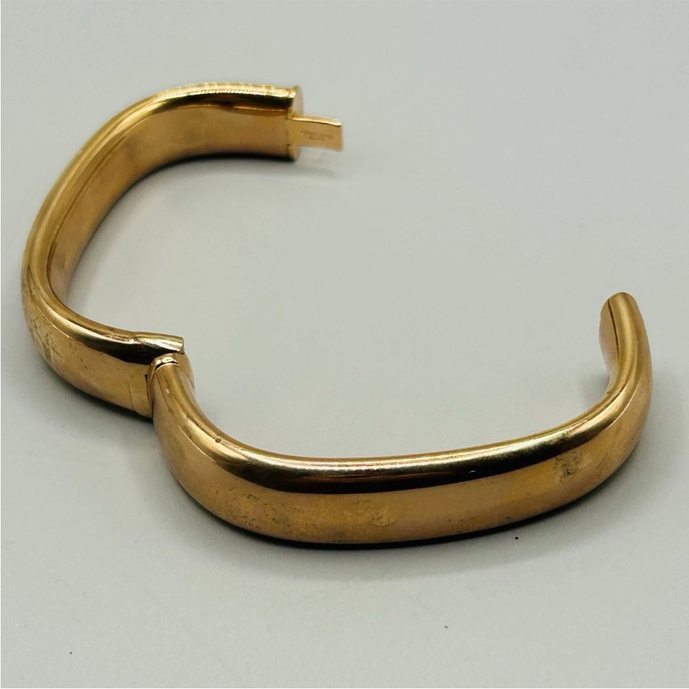 Pair of Square-ish Bronze MILOR Bangles from Italy: 1 Hollow, 1 Solid PeachyRose - Picture 6 of 16